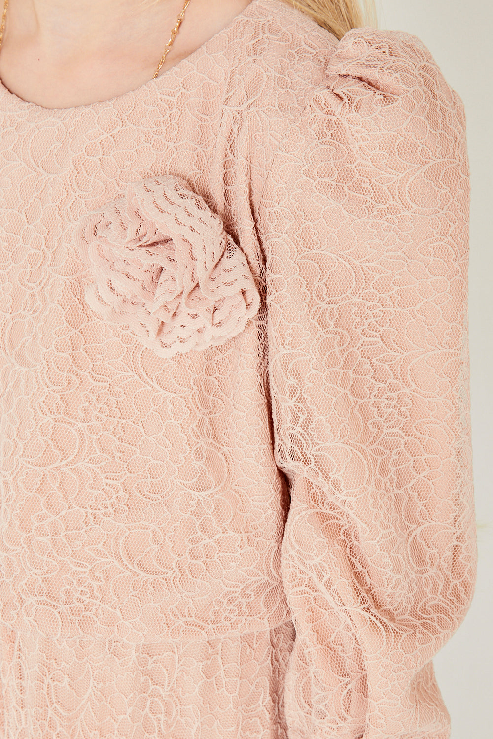 Lace Maxi Dress with Floral Appliqué