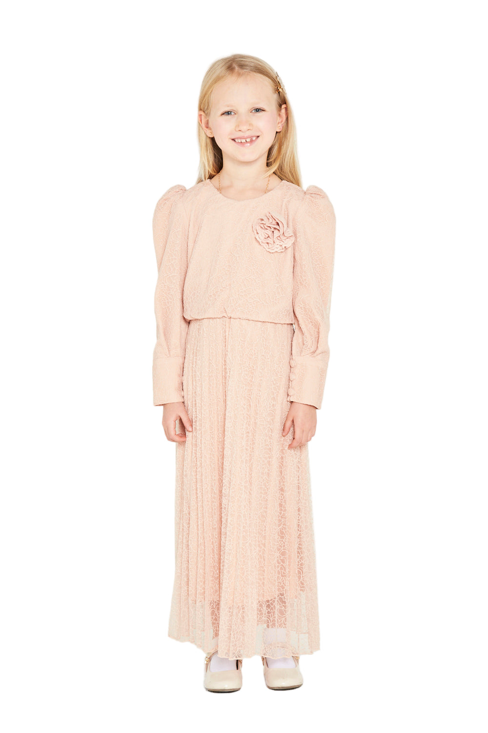 Lace Maxi Dress with Floral Appliqué