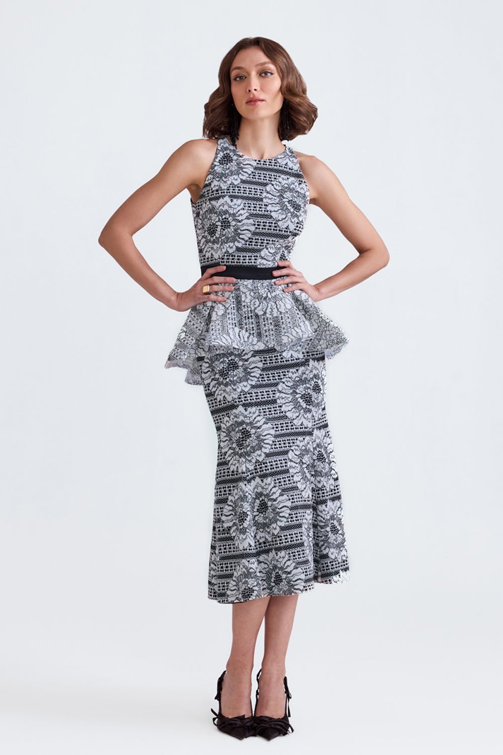 Aiza Peplum Lace Midi