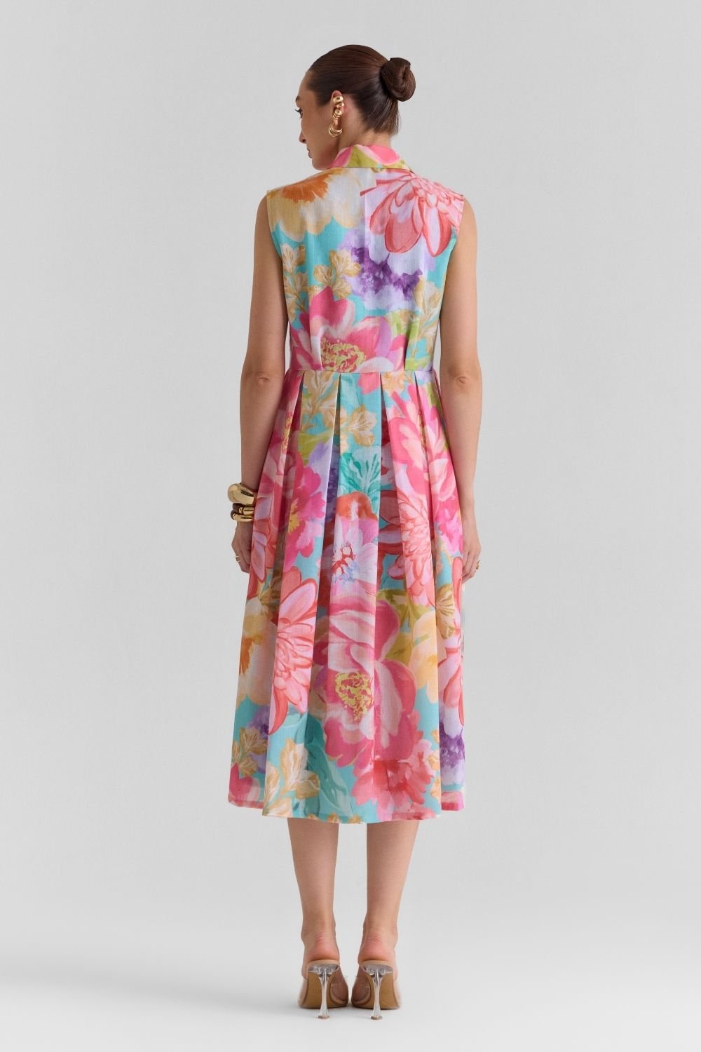 Amour Print Flared Midi Dress