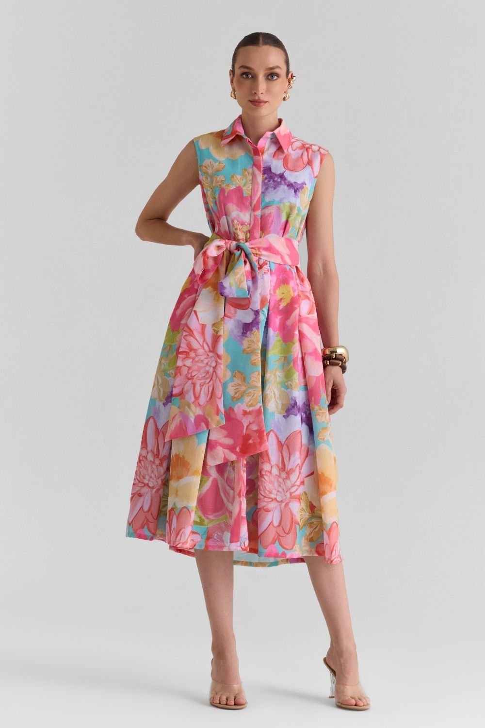 Amour Print Flared Midi Dress