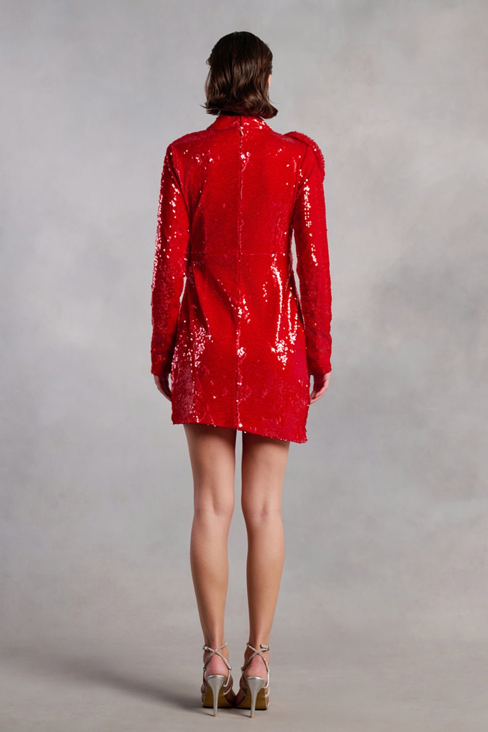 Cassidy Red Sequin Draped Mini Dress