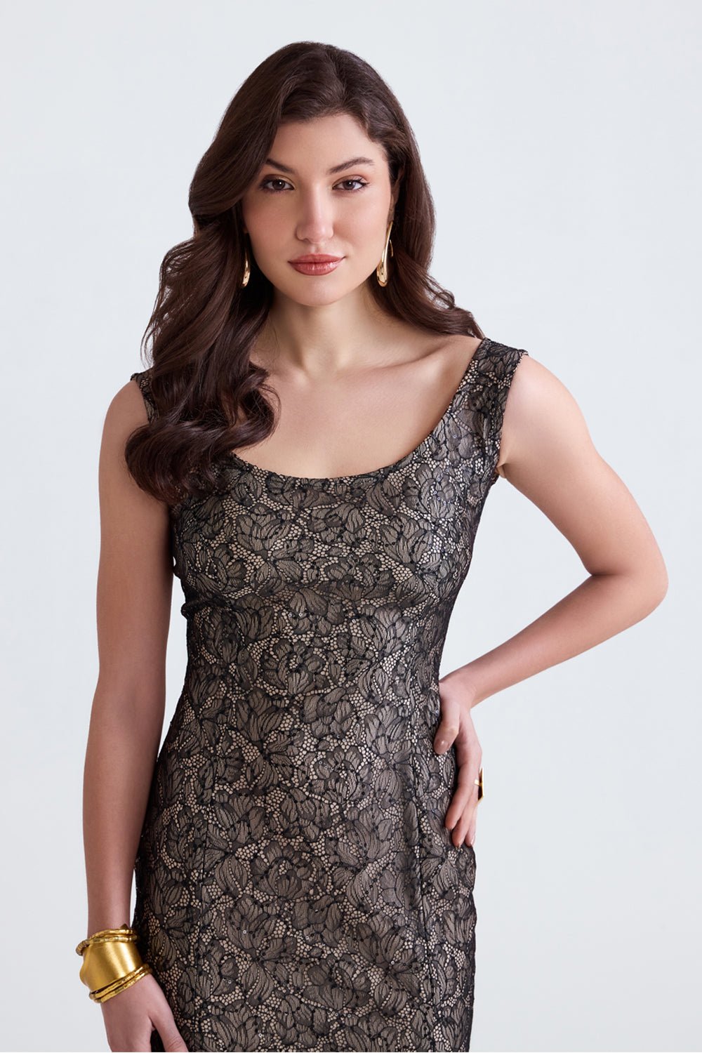 Dalia Black Lace Feather Midi