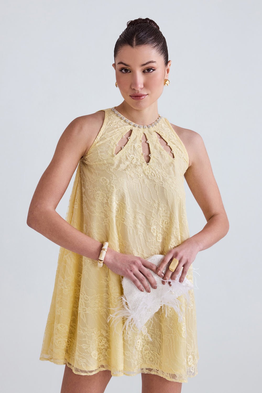 Elsi Lace Flared Mini Dress