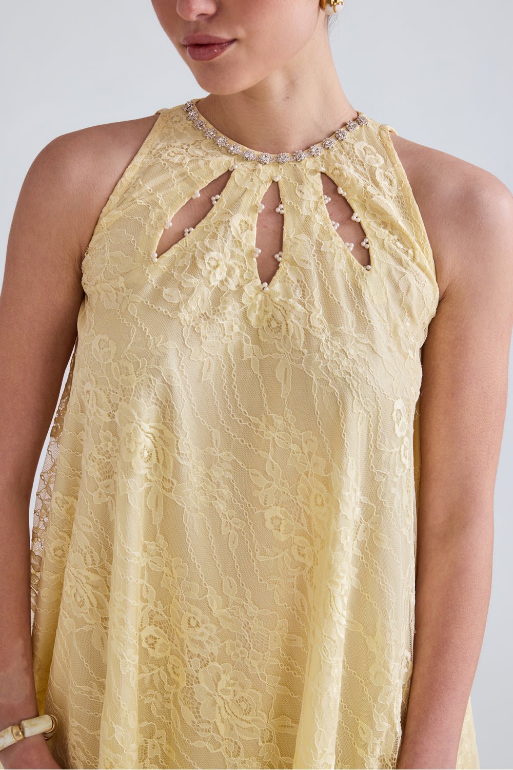 Elsi Lace Flared Mini Dress