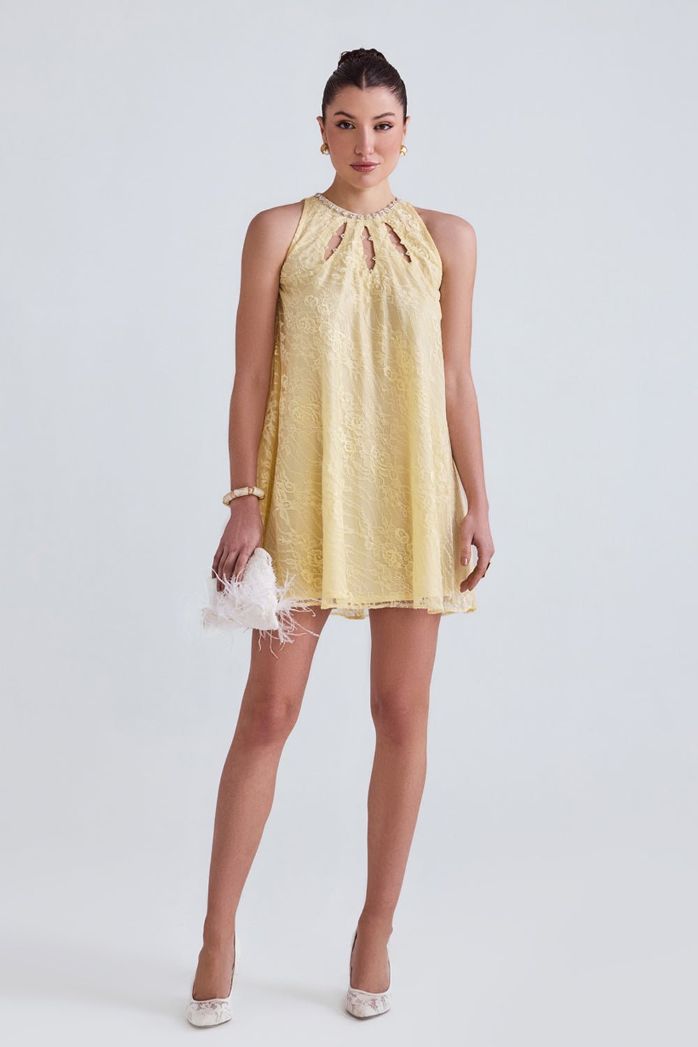 Elsi Lace Flared Mini Dress