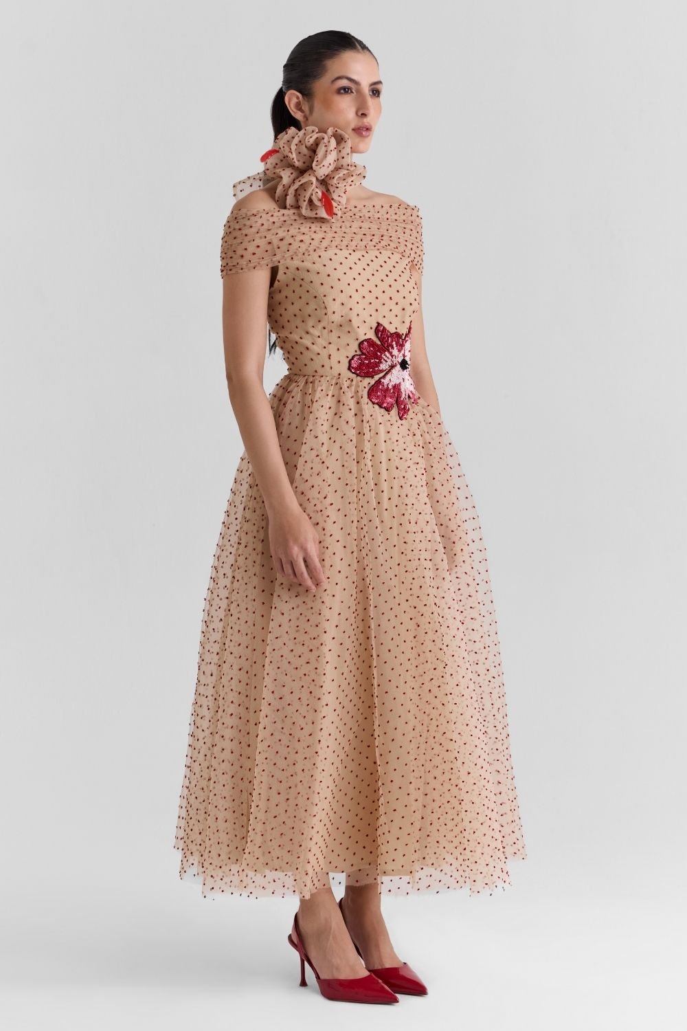 Floria Tulle Embroidered Maxi Dress