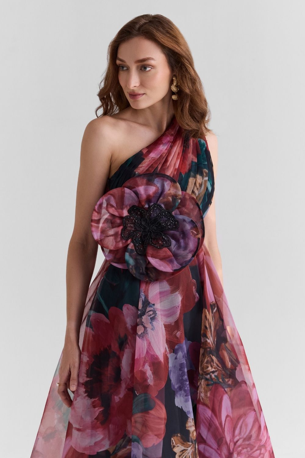 Flutter Print Organza Midi Dress