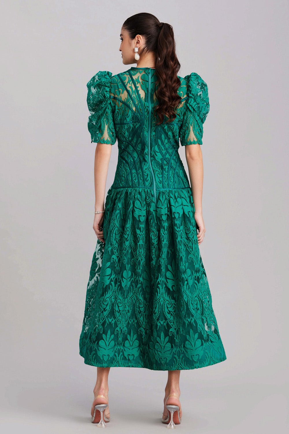 FOREST GREEN SLEEVE MIDI