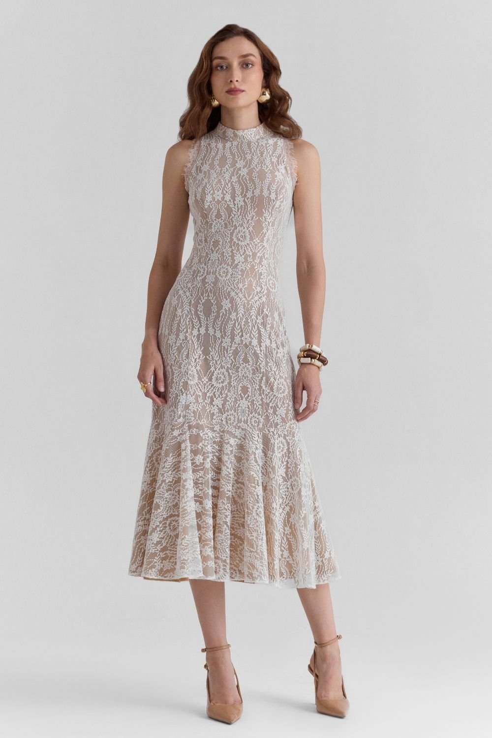 Haze White Lace Midi Dress