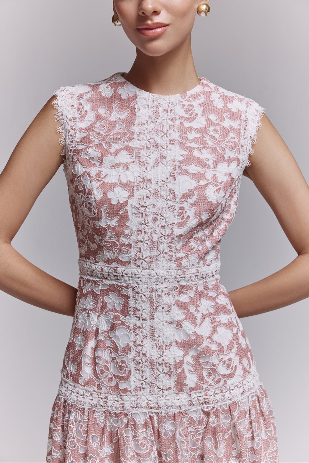 Kylie Apricot Lace Midi Dress