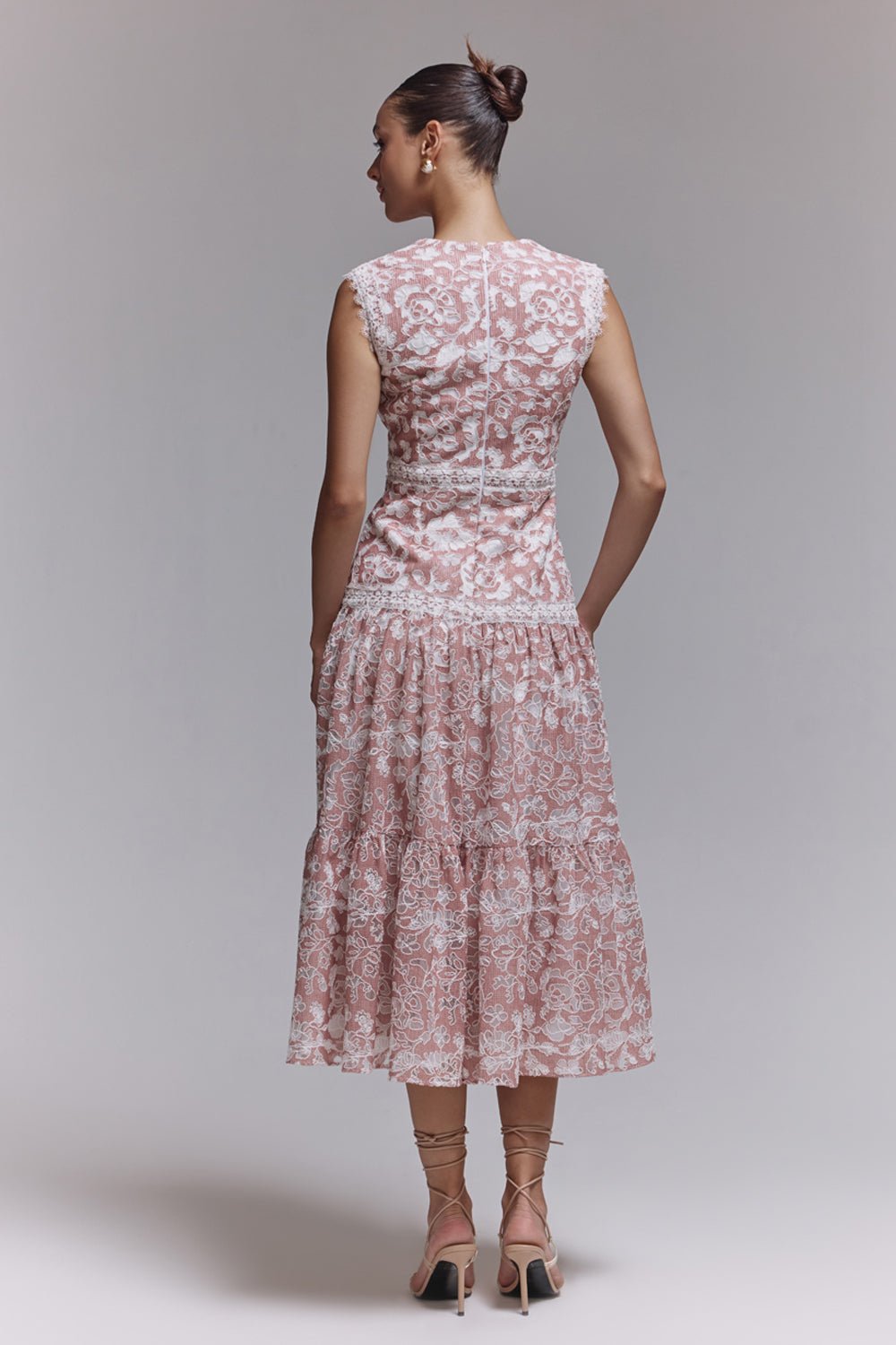 Kylie Apricot Lace Midi Dress