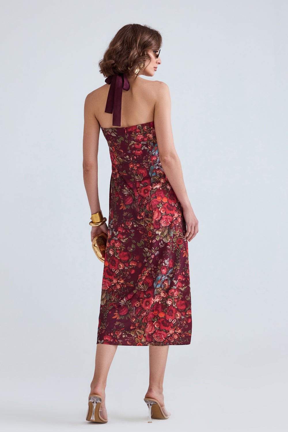 Lucy Floral Halter Neck Midi Dress