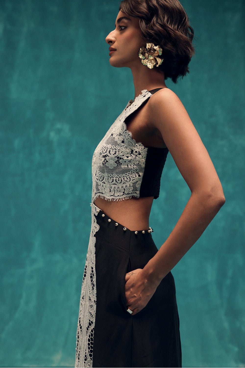 Muse Black Lace Midi Dress