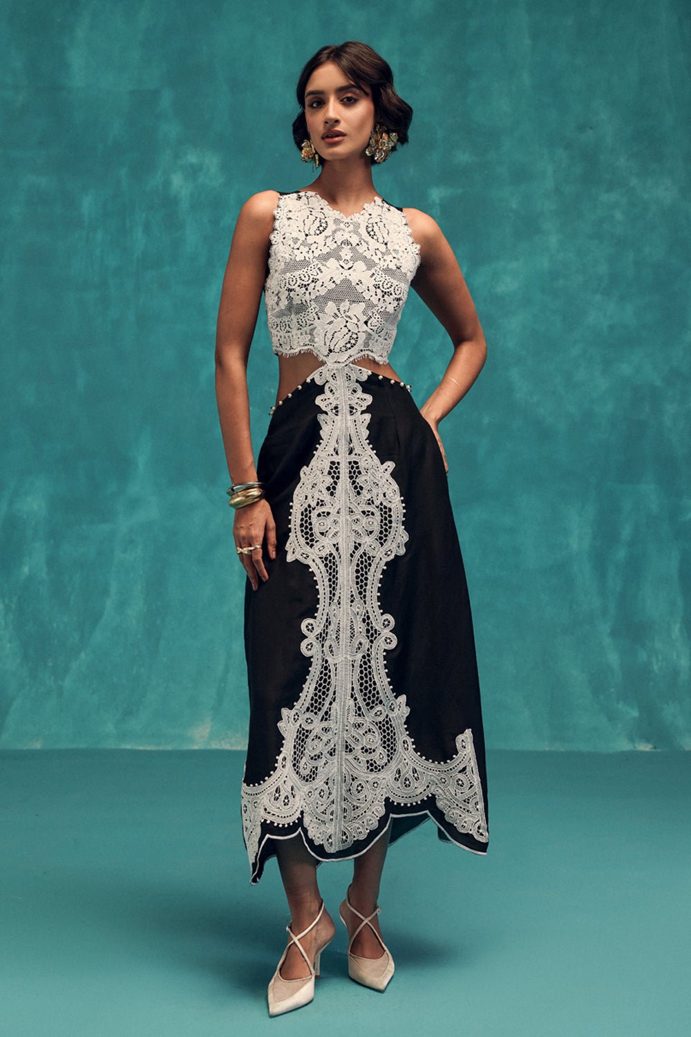 Muse Black Lace Midi Dress