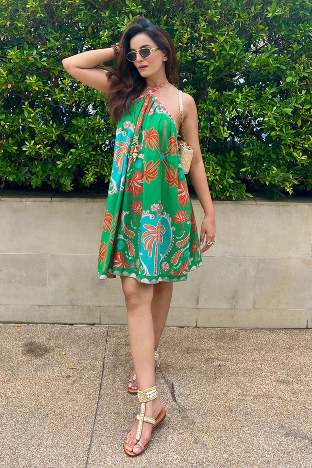 Nomad Bloom Halter Flared Mini Dress