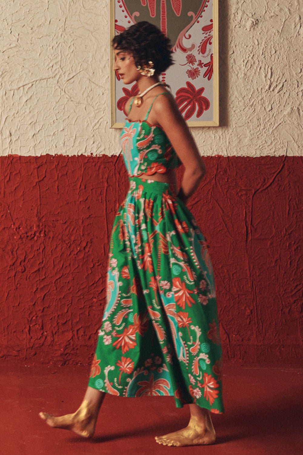 Nomad Bloom Scalloped Midi Dress