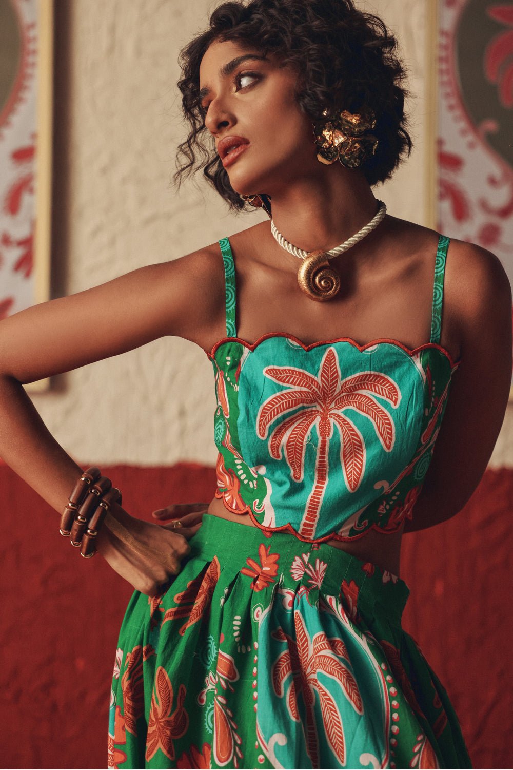 Nomad Bloom Scalloped Midi Dress