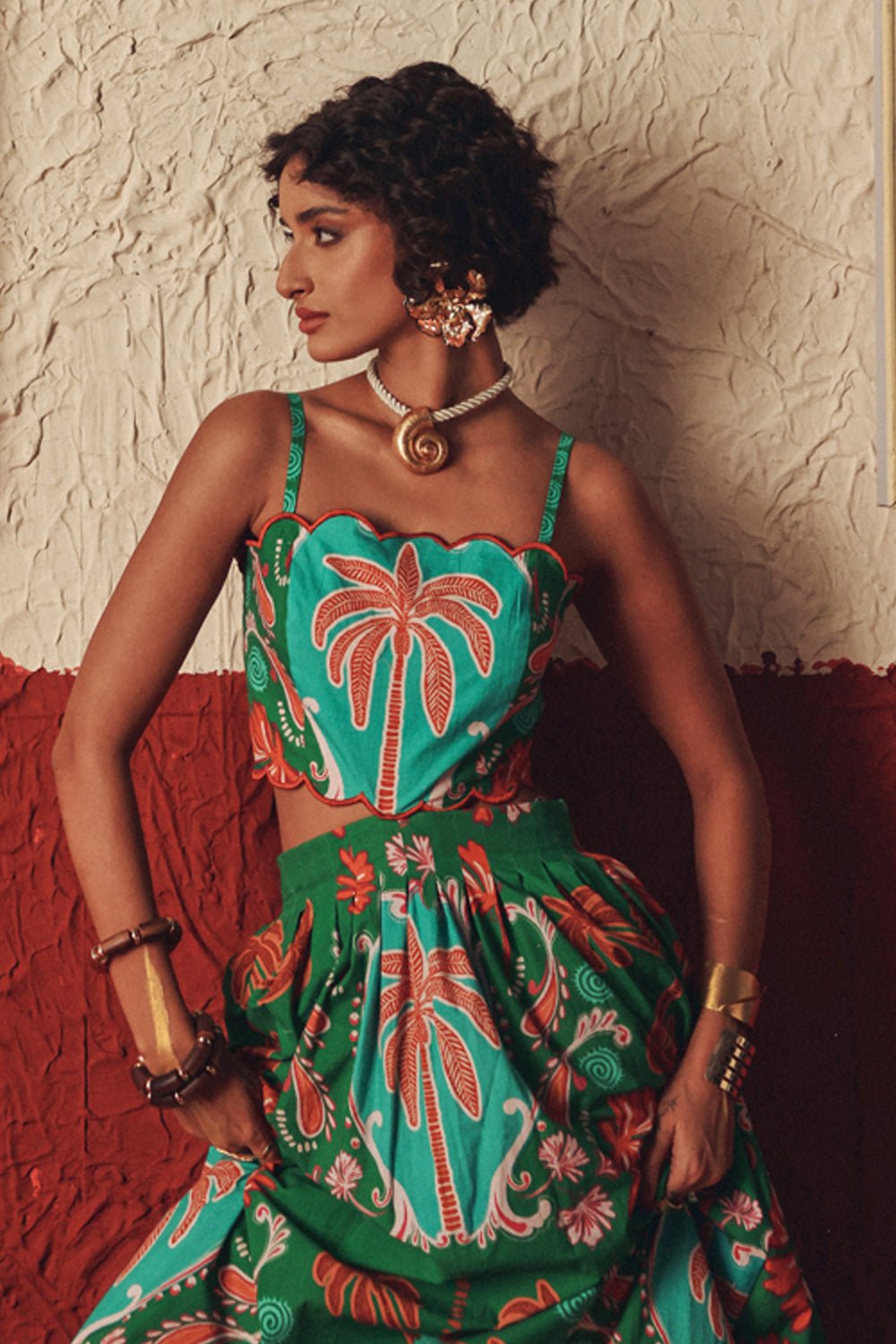 Nomad Bloom Scalloped Midi Dress