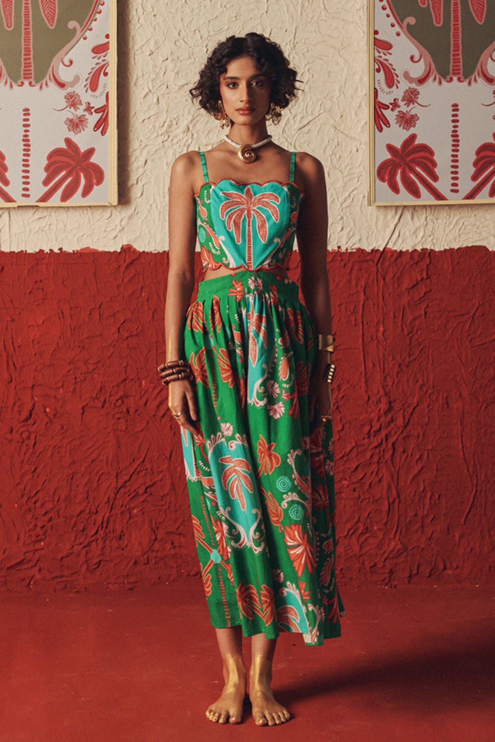 Nomad Bloom Scalloped Midi Dress