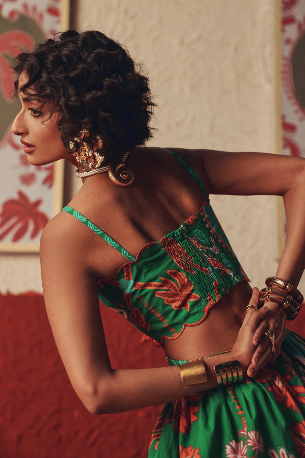 Nomad Bloom Scalloped Midi Dress