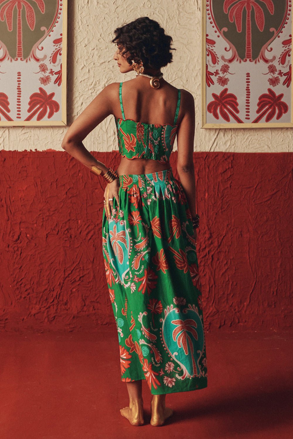 Nomad Bloom Scalloped Midi Dress