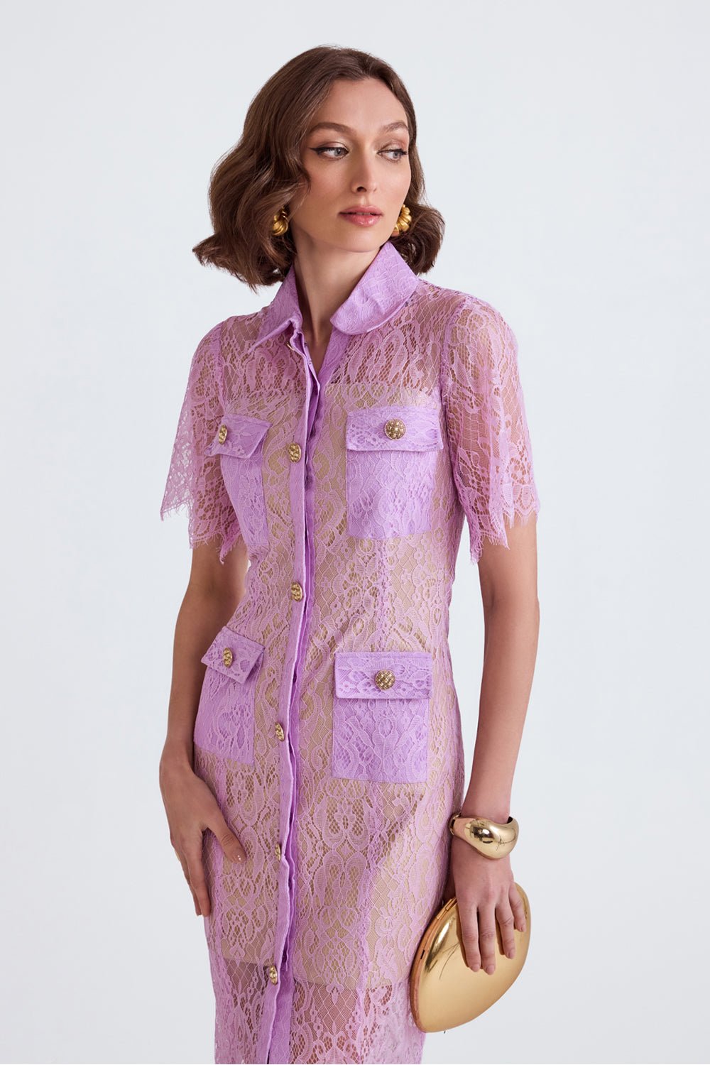 Nyla Lilac Lace Midi