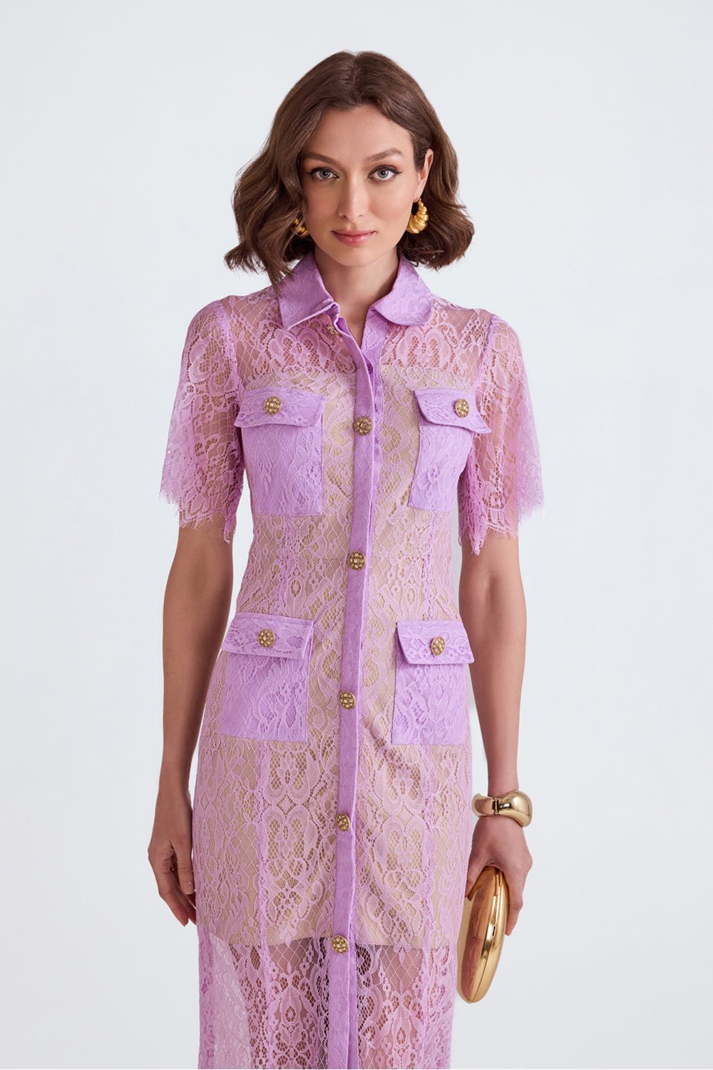 Nyla Lilac Lace Midi