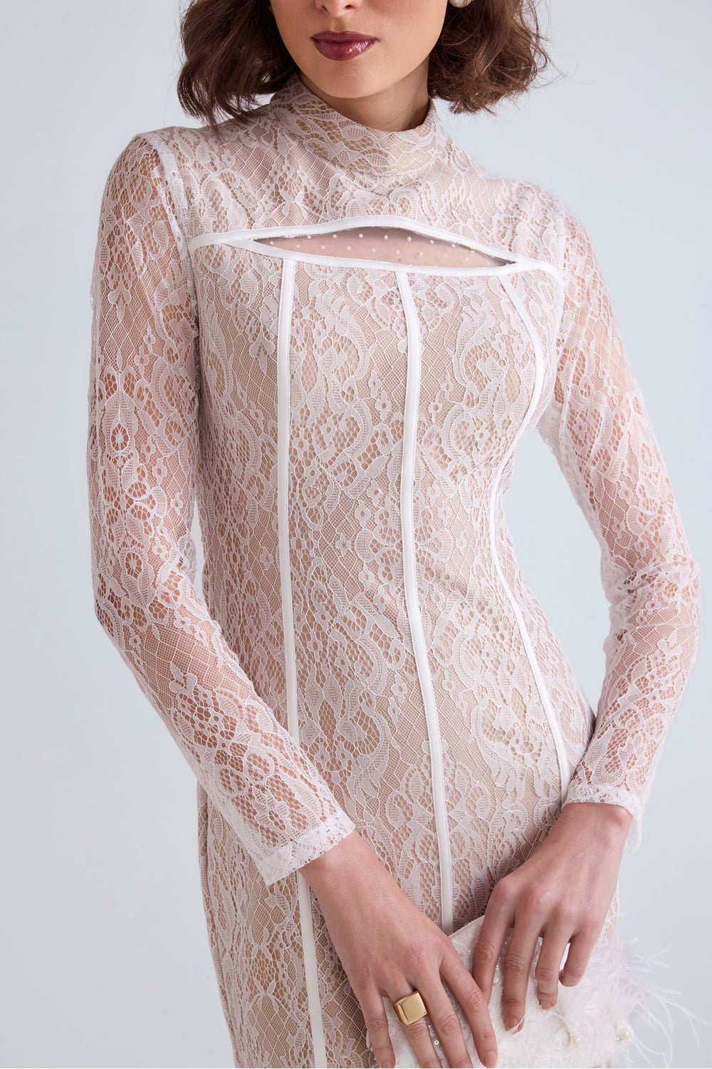 Sara Lace Feather Midi