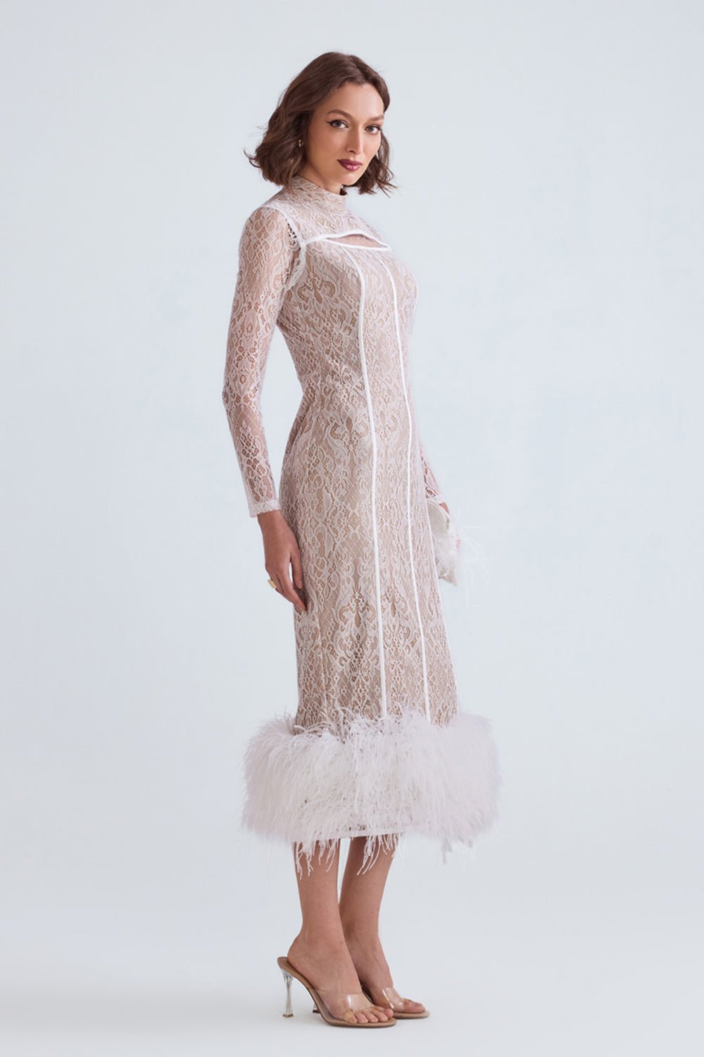 Sara Lace Feather Midi