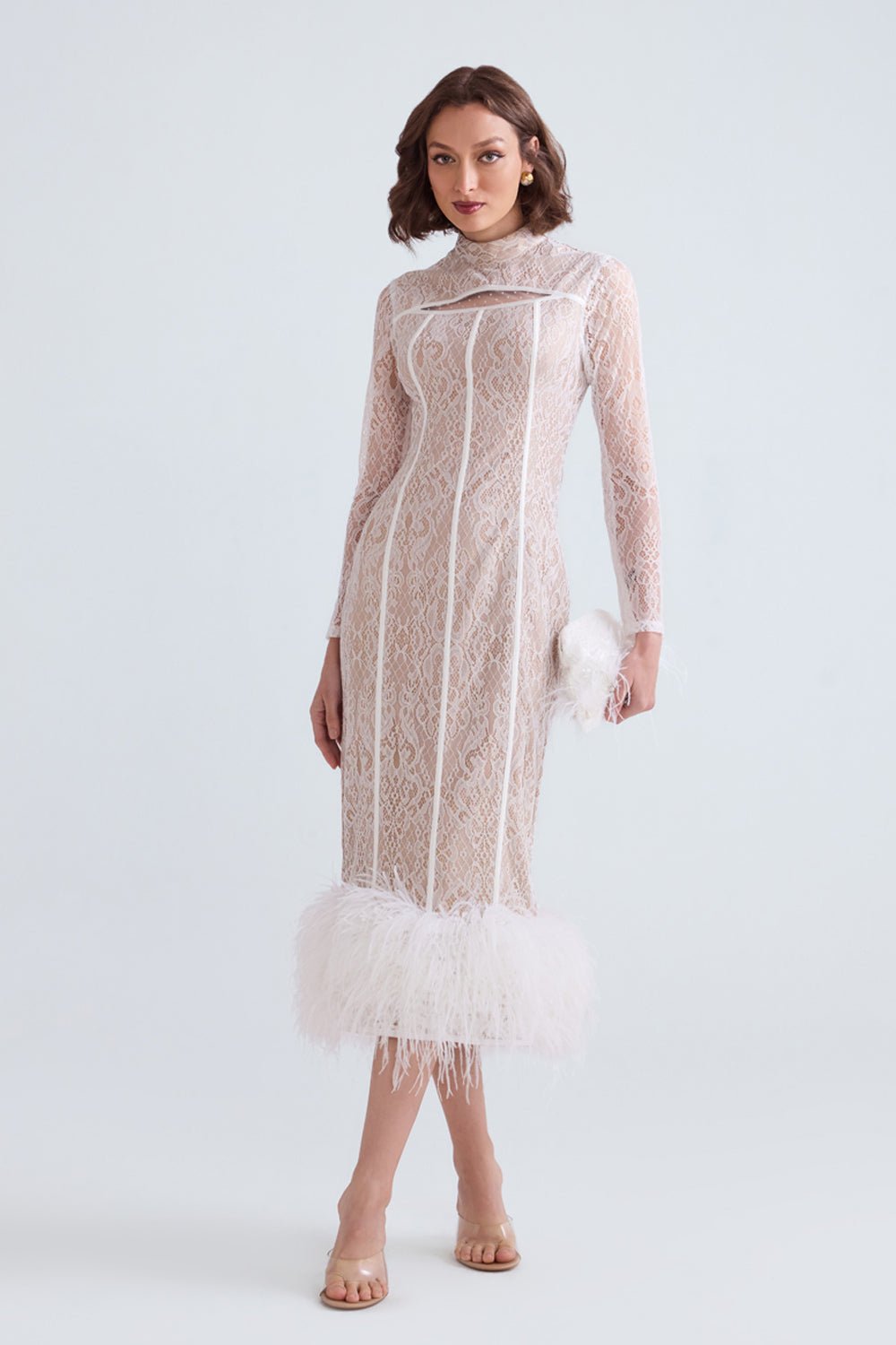 Sara Lace Feather Midi