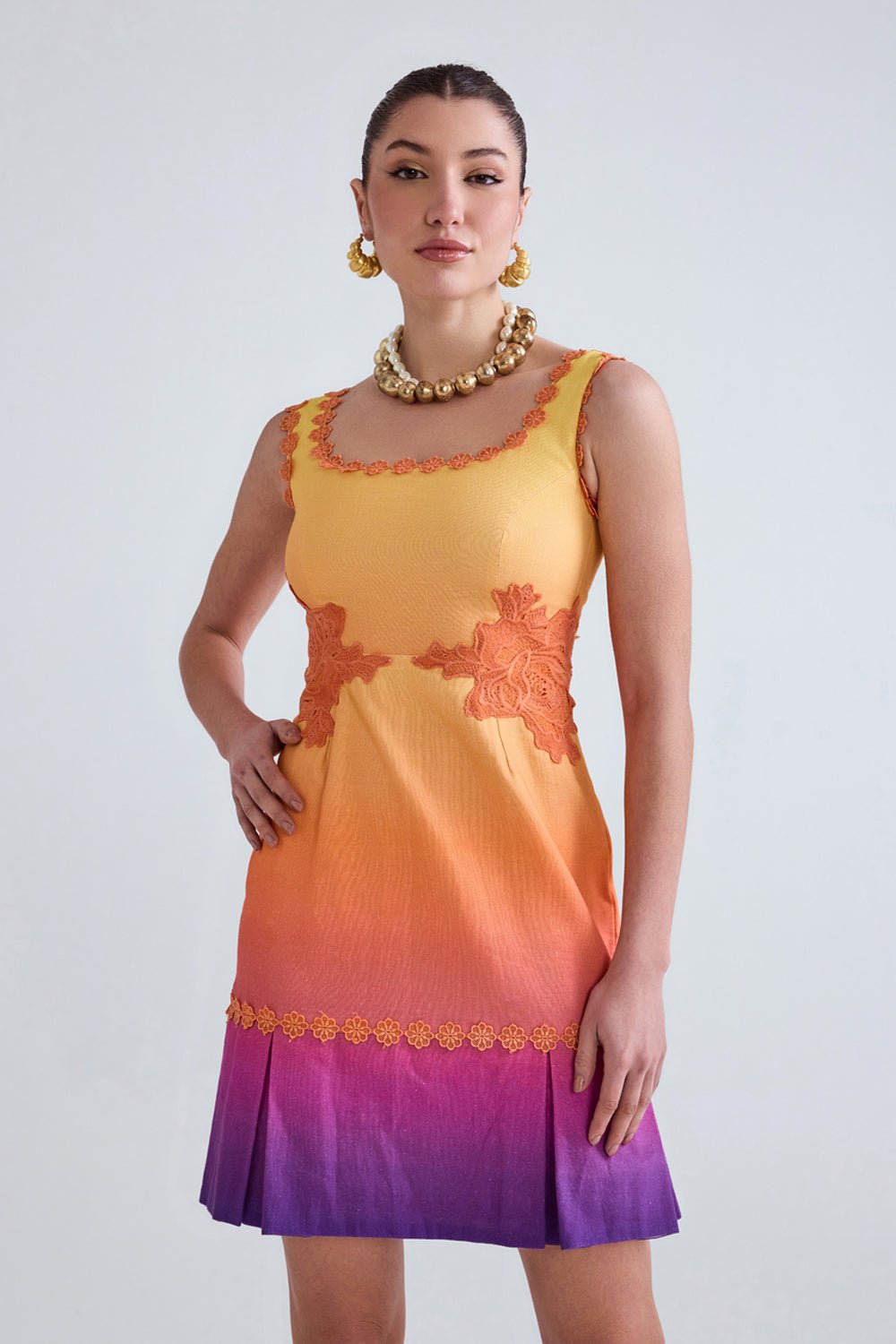 Sunset Ombre Linen Mini Dress