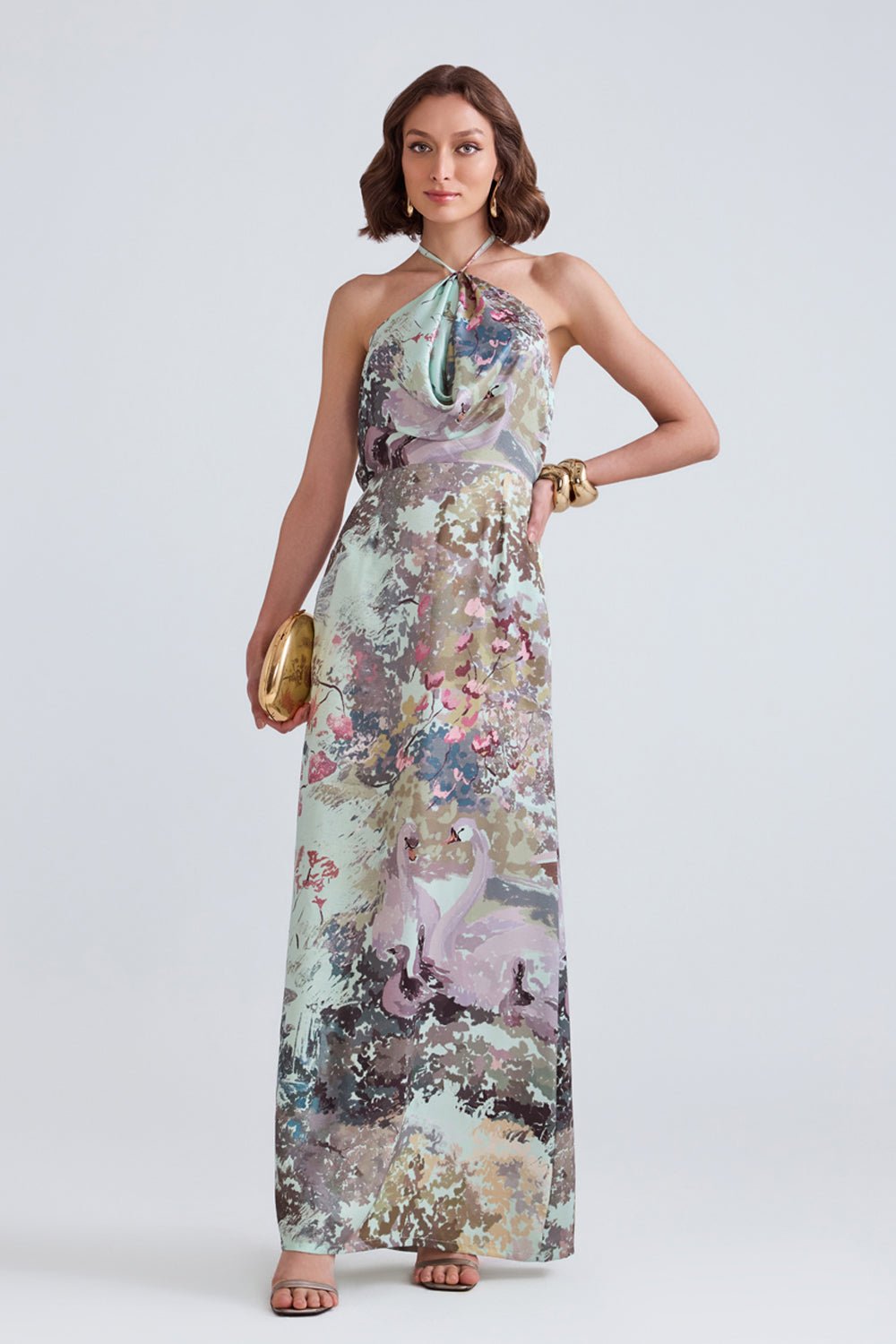 Swan Green Satin Maxi Dress