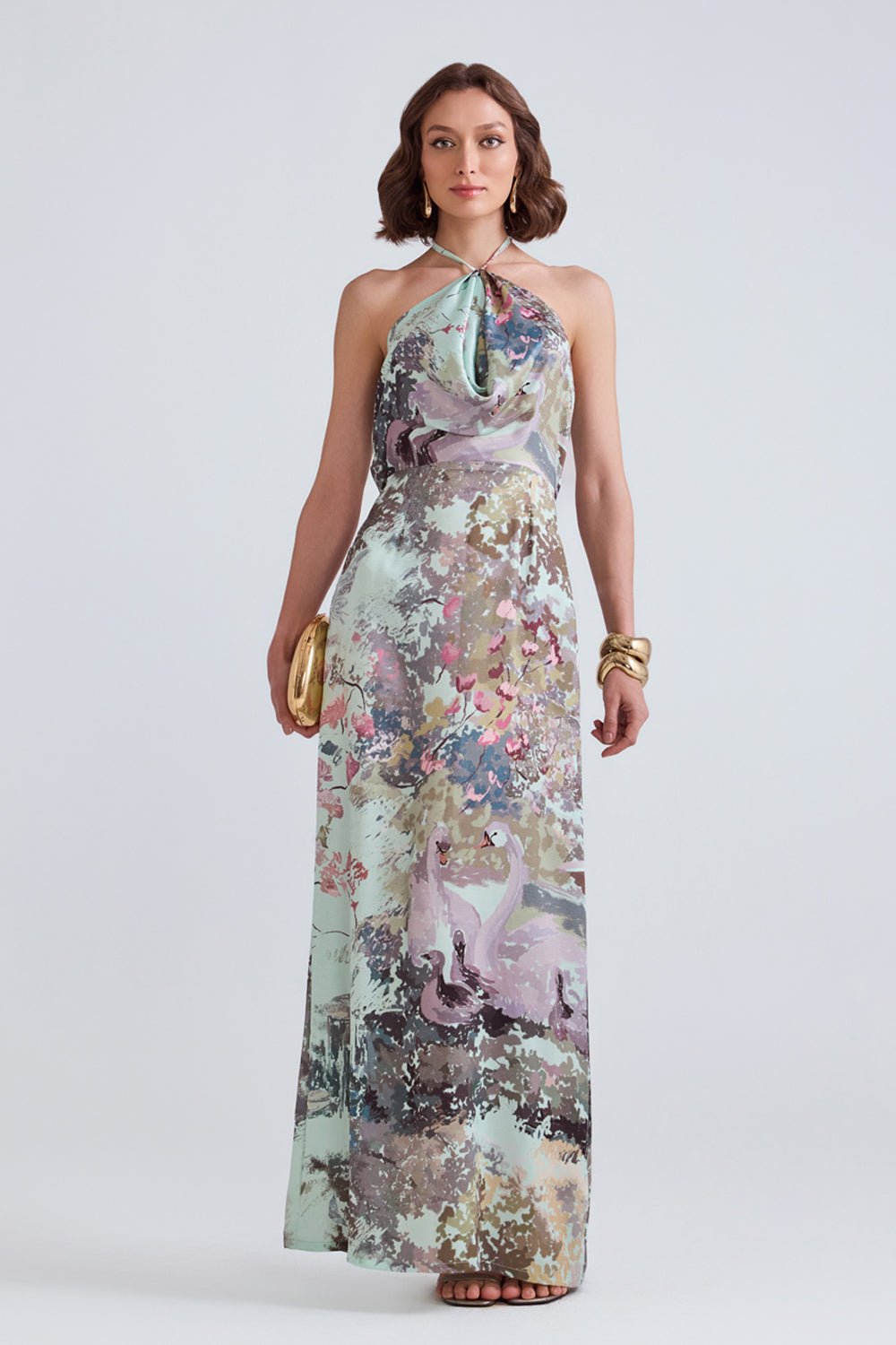 Swan Green Satin Maxi Dress