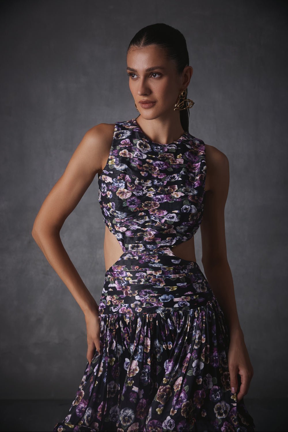 Tess Printed Satin Dress