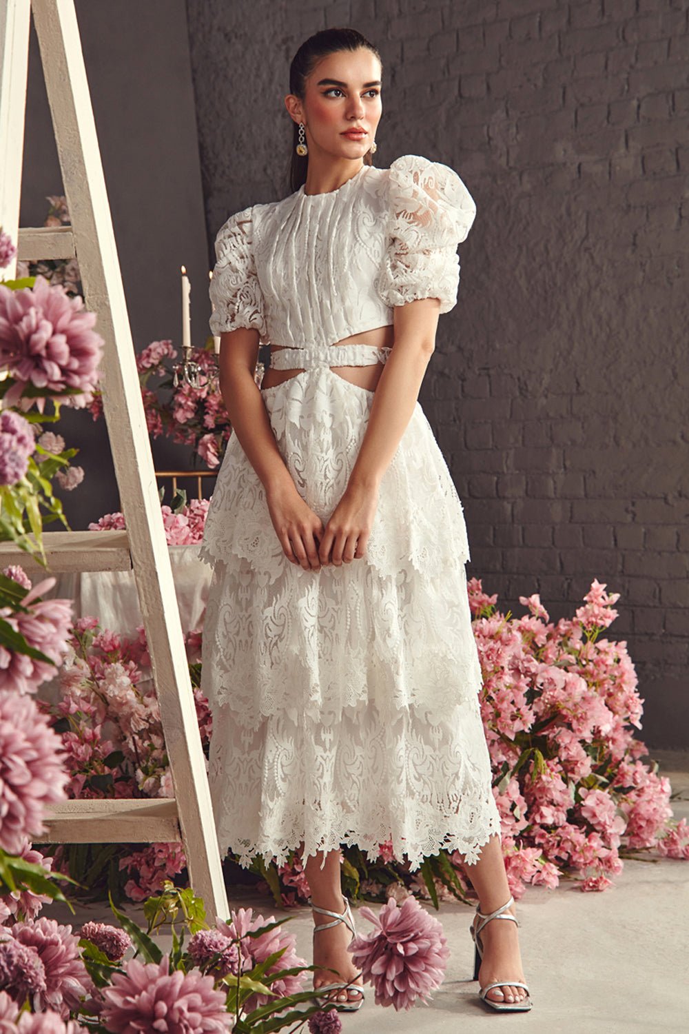 Textured Organza Midi Dress