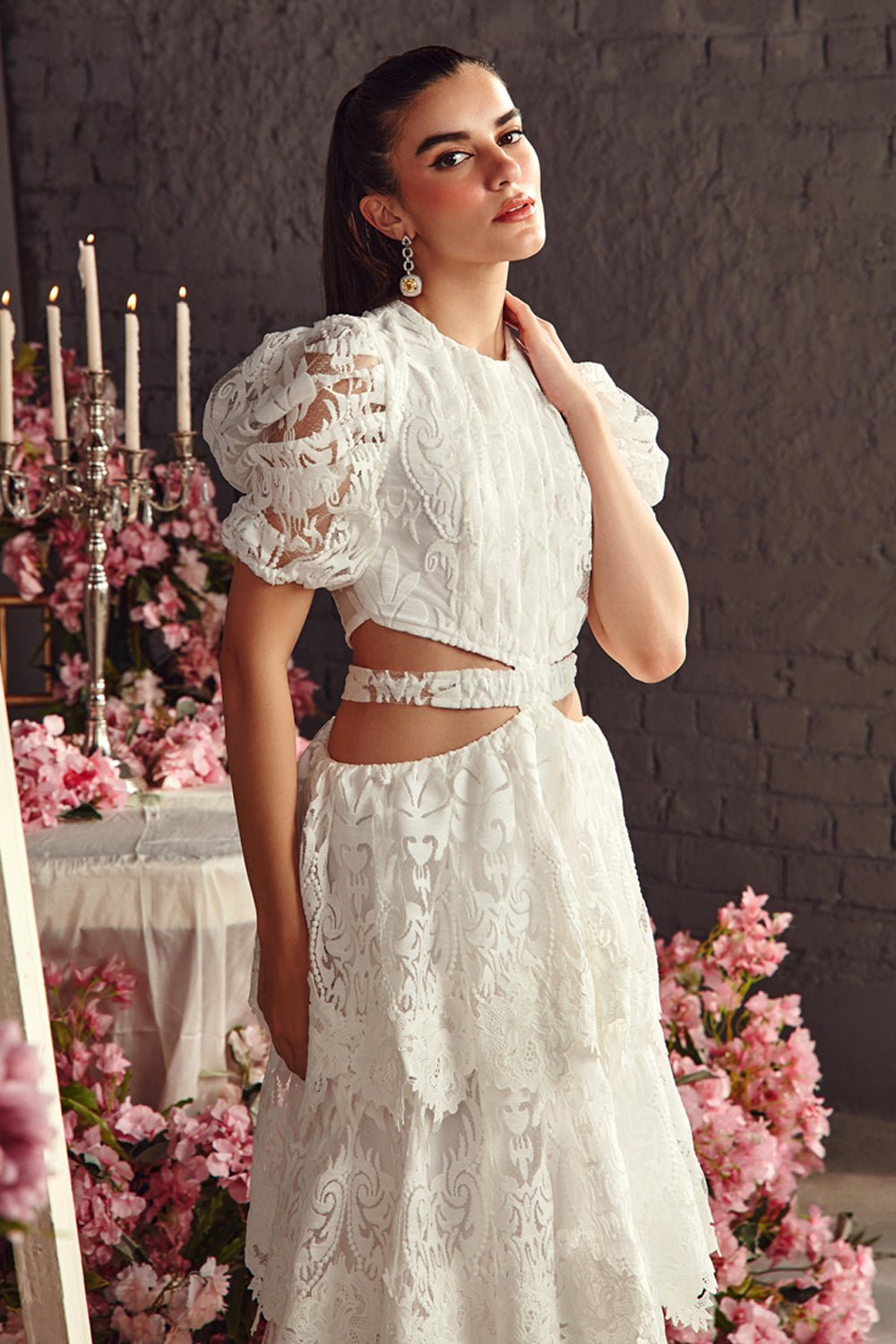 Textured Organza Midi Dress