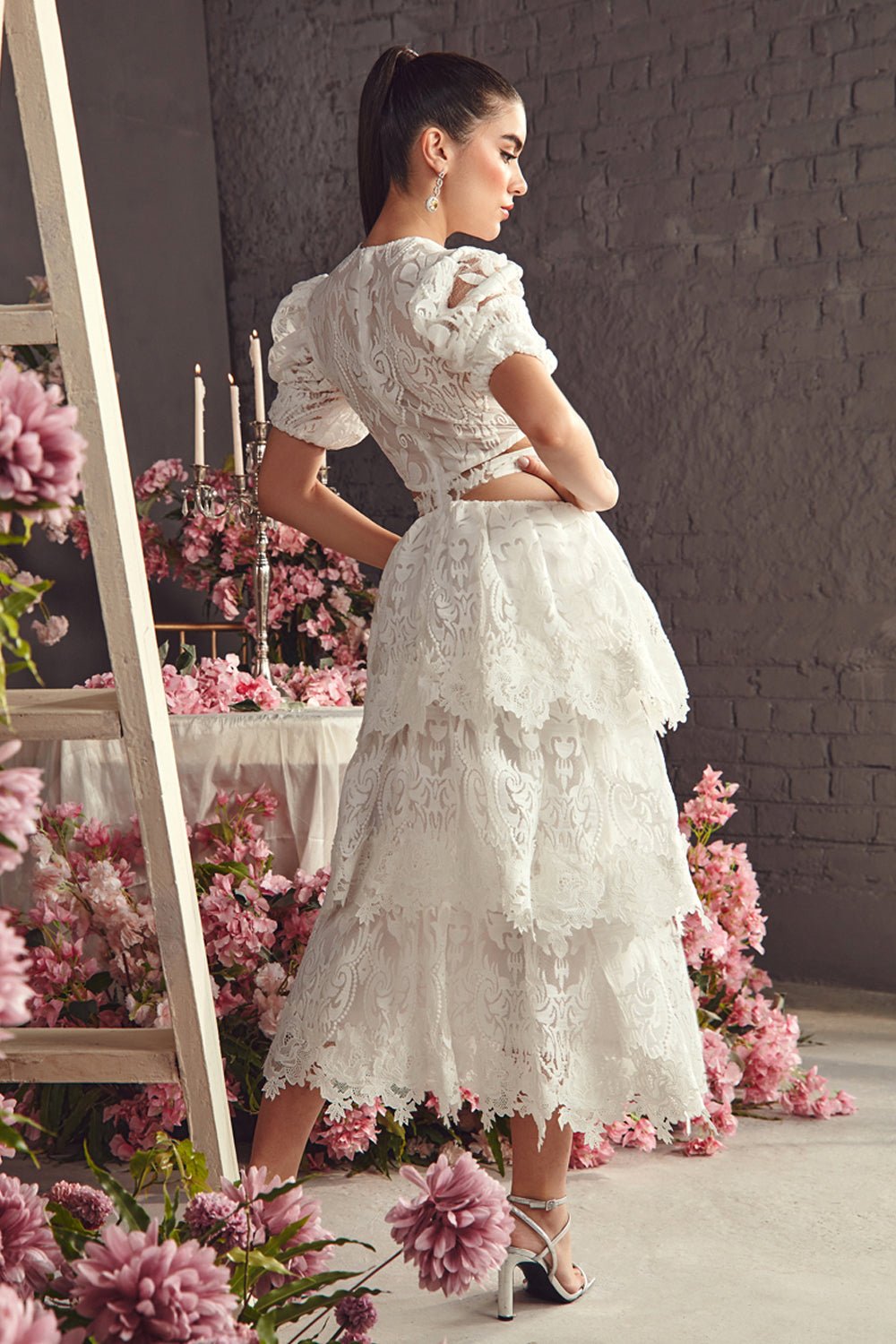 Textured Organza Midi Dress