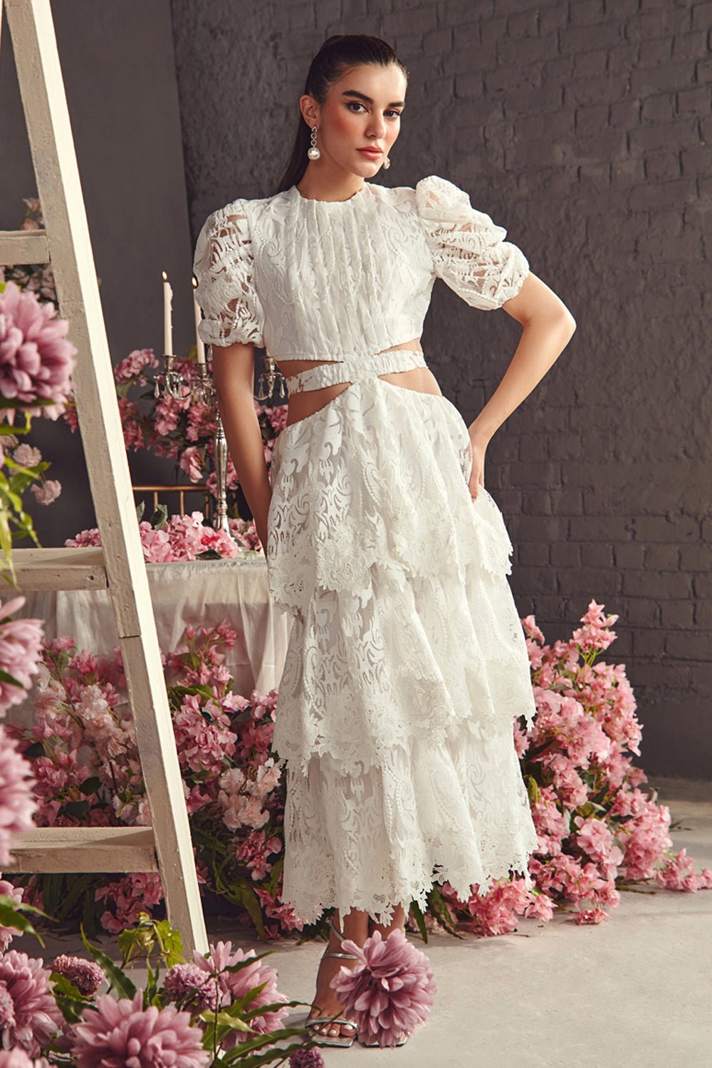 Textured Organza Midi Dress