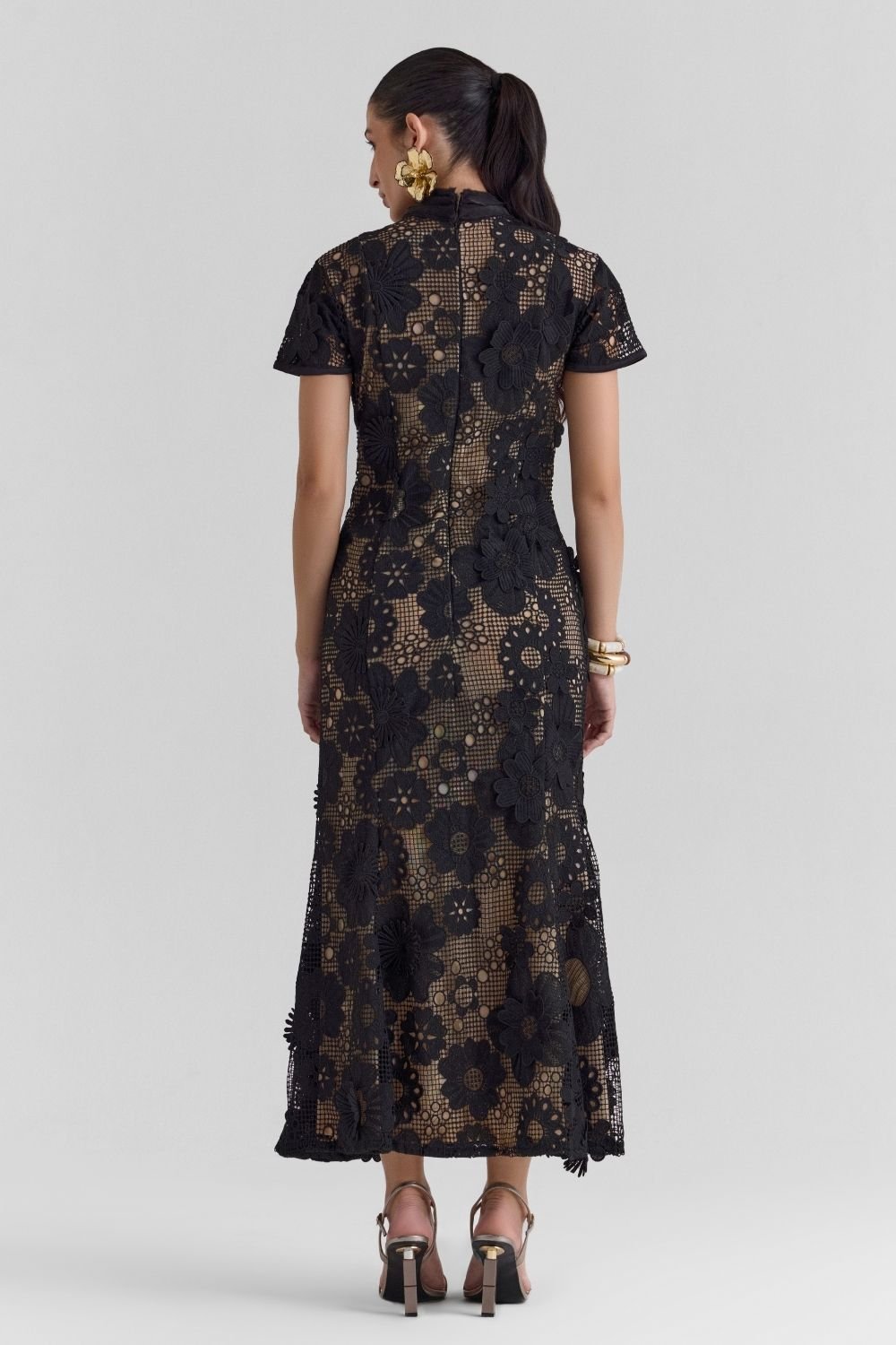 Velour Lace Midi Dress