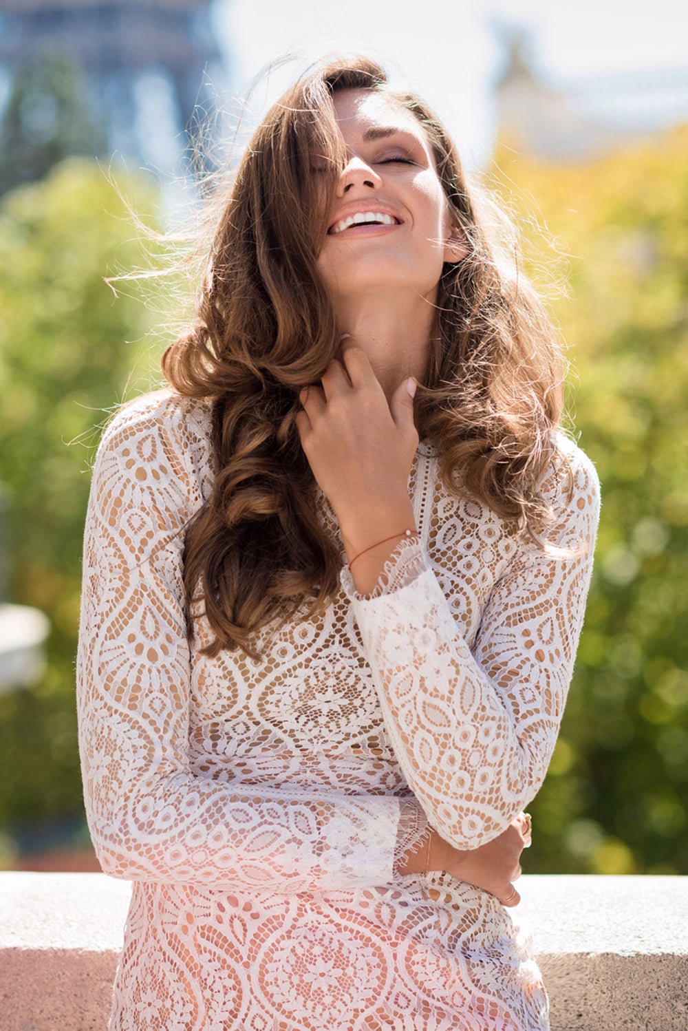 White Lace & Feather Midi Dress