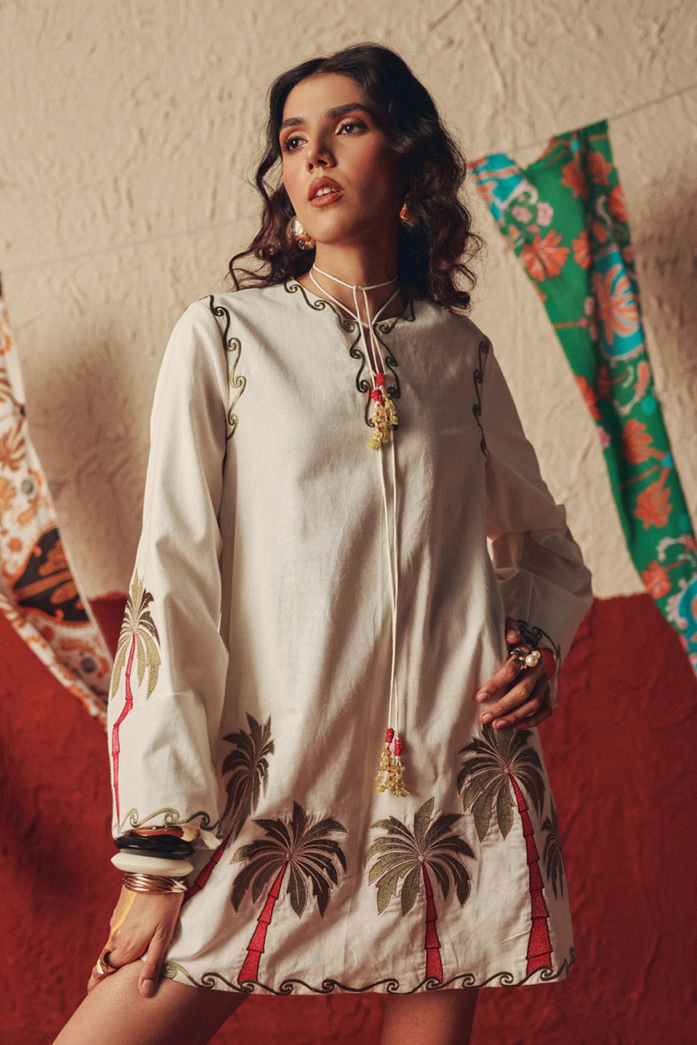 Wild Roots White Handcrafted Linen Mini Dress