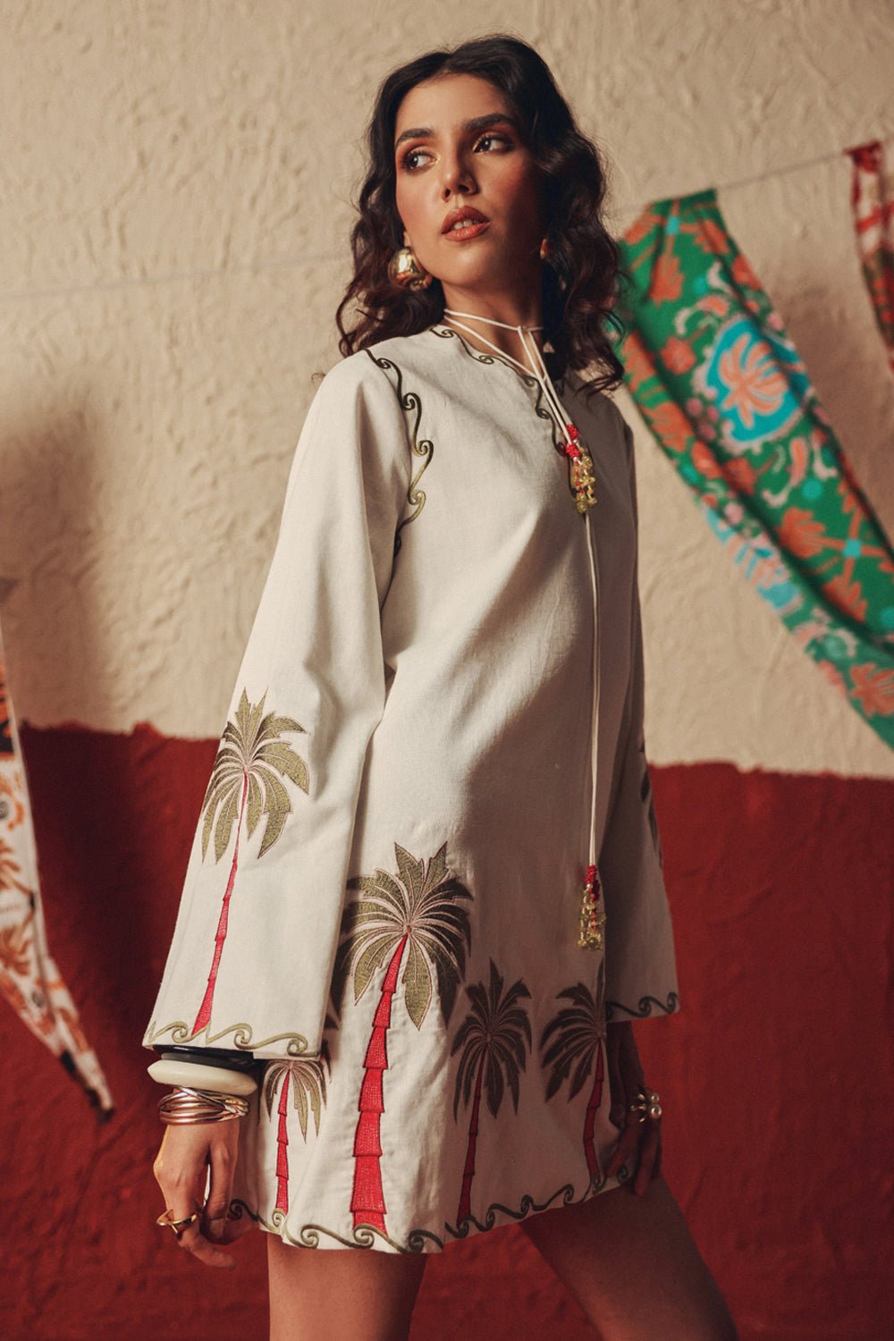 Wild Roots White Handcrafted Linen Mini Dress