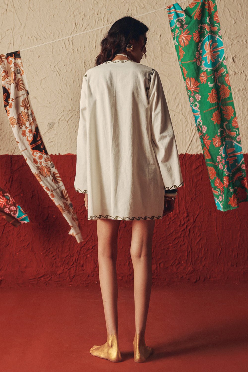 Wild Roots White Handcrafted Linen Mini Dress