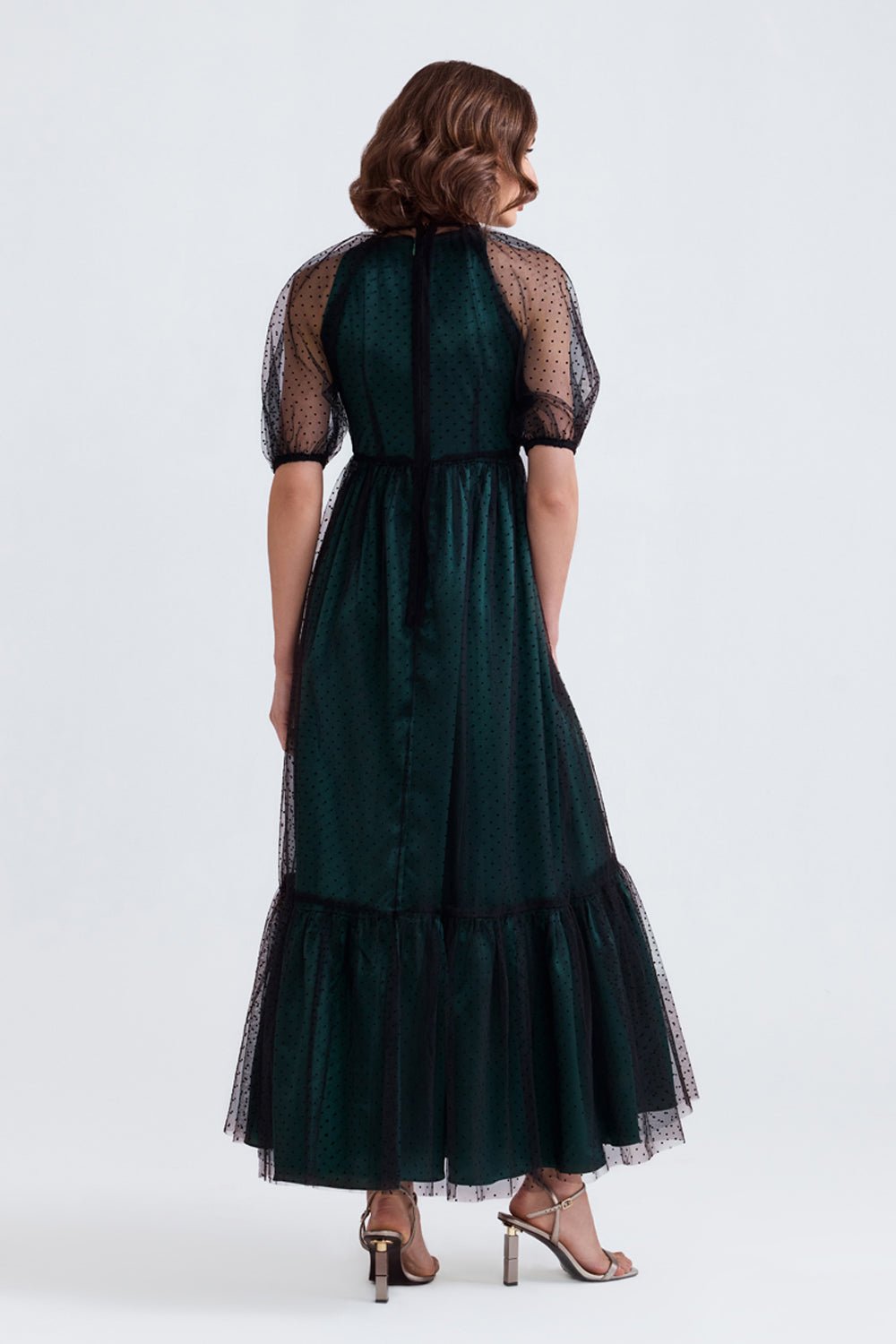 Yara Satin and Tulle Maxi Dress