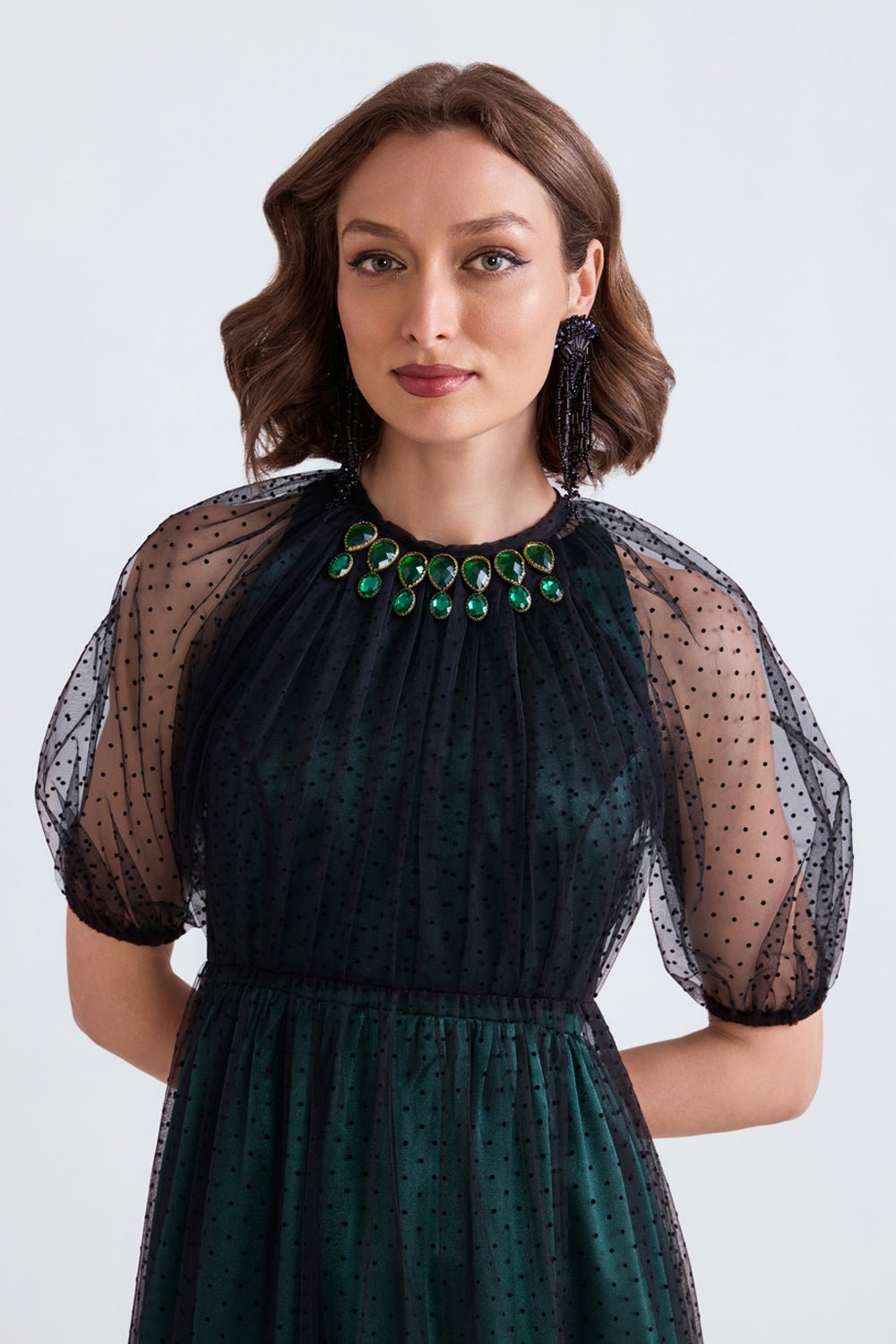 Yara Satin and Tulle Maxi Dress